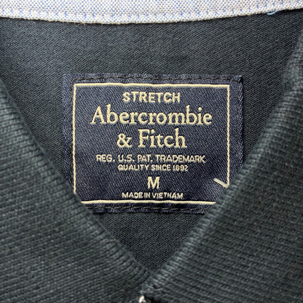 Abercrombie Fitch Polo Shirt Men M Blue Long Sleeve Stretch Pique Preppy NWT - Picture 4 of 8